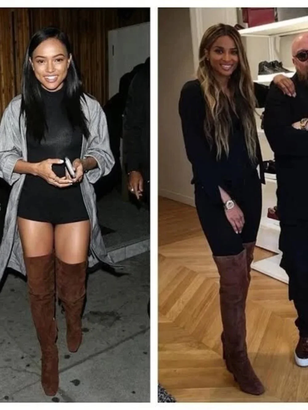 7.5, Giuseppe Zanotti Over-the-Knee Boots Brown Suede Leather Block Heel, Chic